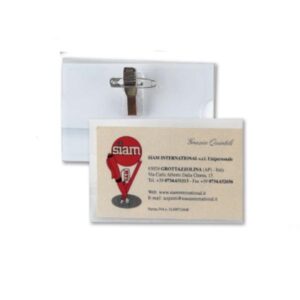 Portabadge Siam 6x9 cm in PVC Semirigido | Con Spilla e Clip Metallo 2050