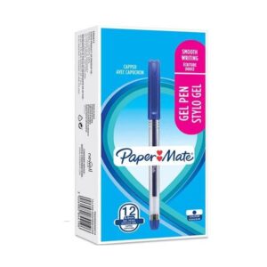 PAPER MATE Penna gel a sfera. Punta media da 0,5 mm, Blu. Confezione da 12 pezzi.