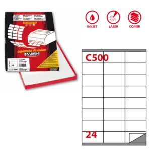 Etichette Adesive Markin C500 Bianche Permanenti 70x36mm | 100 Fogli | 210C500