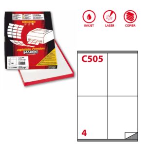 Etichette Adesive Markin C505 Bianche Permanenti 105x140mm | 100 Fogli | 210C505
