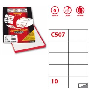 Etichette Adesive Markin C507 Bianche Permanenti 105x59mm | 100 Fogli | 210C507