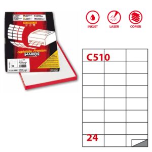 Etichette Adesive Markin C510 Bianche Permanenti 70x37mm | 100 Fogli | 210C510