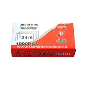 Punti Siam 24/6 Acciaio Cromato 1000 pz | Max 30 Fogli