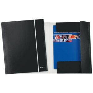 Cartellina con elastico in cartone plastificato Nero - 3 lembi - 25x34 cm Leitz