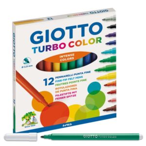 12 Pennarelli Giotto Turbo Color | Punta Fine 2,8mm | Lavabili | Fila