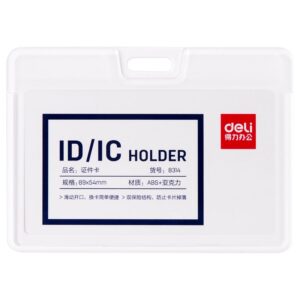 Portabadge 5,4x8,9 cm Rigido Deli Bianco | Apertura a Scorrimento 8314