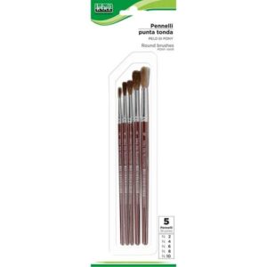 5 Pennelli Tondi Pony Lebez Acquarello Tempera - 9124B