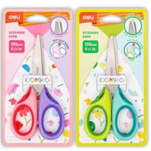 Forbicine Scolastiche Deli 13,5 cm Punta Tonda | Manico Bicolor E6068