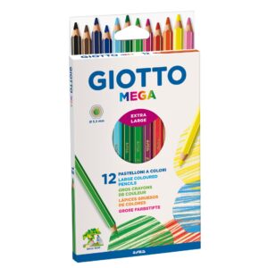 12 Matite Colorate Fila Giotto Mega | Mina 5,5mm | Fusto Esagonale