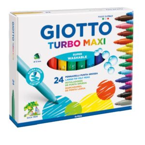 24 Pennarelli Giotto Turbo Maxi | Punta Grossa 5mm | Lavabili