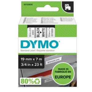 Nastro Dymo D1 Standard 19mm x 7m | Nero su Bianco | UV-Resistant