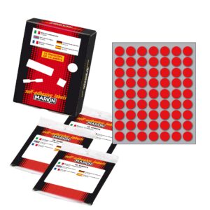 Etichette Adesive Tonde Markin Rosse Ø14mm | Busta 10 Fogli | X10005RO