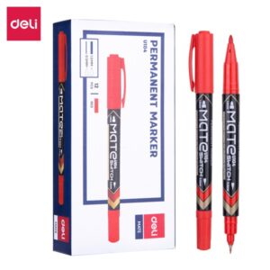 Marker Permanente Deli Rosso Doppia Punta 0.5mm/1mm | Per CD