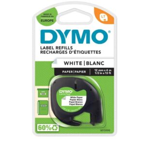 Nastro Dymo LetraTag Carta 12mm x 4m | Nero/Bianco