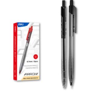 Penna a Sfera Deli Arrow Rossa 0.7mm | Punta a Spillo | 12 Pezzi EQ01340